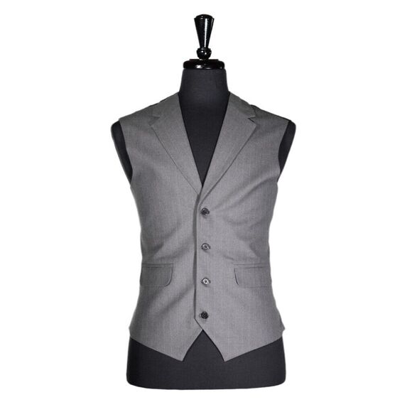 Chiragh Apparel Other - Mens Vest Suit Lapel Gray Striped Wool Dress Formal Wedding Waistcoat Medium 40